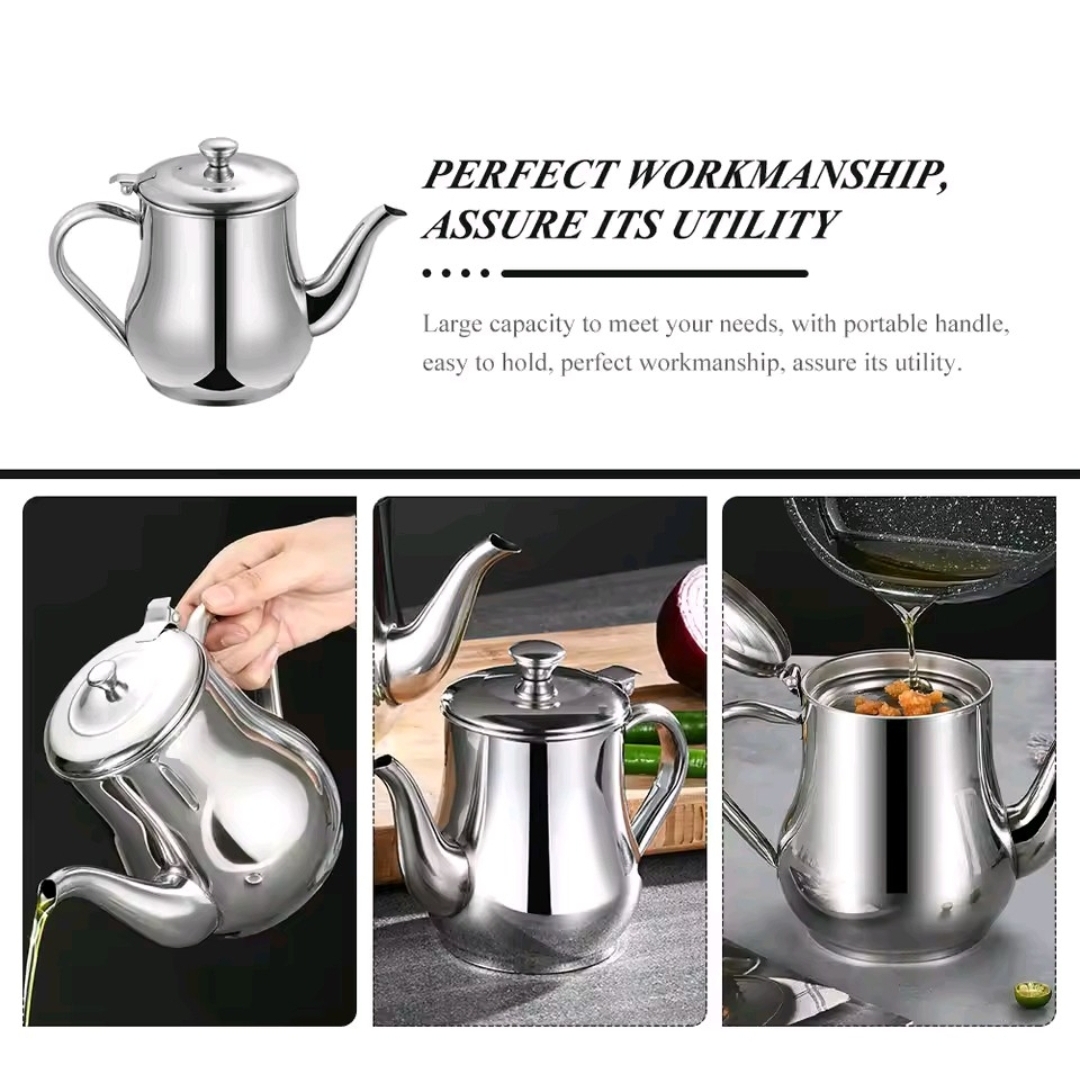 Stainless Steel Kitchen Oil Filter Pot 32oz - Image 6