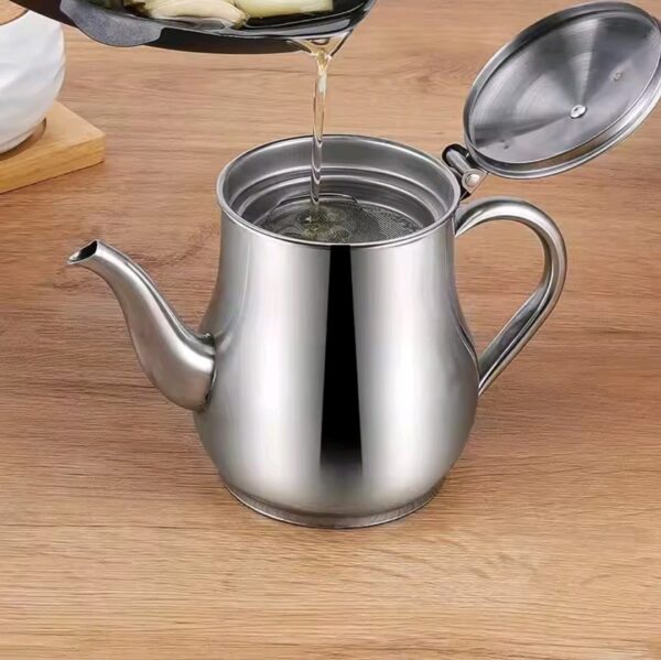 Stainless Steel Kitchen Oil Filter Pot 32oz - Image 2